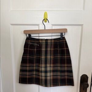 The Limited Vintage Plaid Mini Skirt - Brown and Green